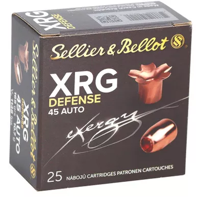 Sellier & Bellot SB45XA XRG Defense 45ACP 165gr Solid Copper Hollow Point 25 Per Box/40 Case