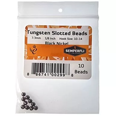 Semperfli Tungsten Slotted Beads 3.3mm (1/8 inch) Black Nickel