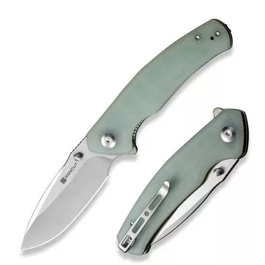 SENCUT S20066-2 Slashkin Flipper/Thumb Stud Folding Knife 3.48" Satin D2 Drop Point Plain Edge Blade, Natural G10 Handle