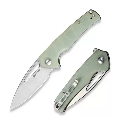 SENCUT S21013-2 Mims Flipper Folding Knife 3.48" Satin 9Cr18MoV Drop Point Plain Edge Blade, Natural G10 Handle