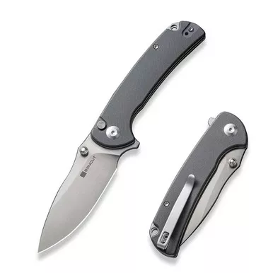 SENCUT S23032-2 Pulsewave Flipper/Thumb Stud Folding Knife 3.45" Satin 9Cr18MoV Drop Point Plain Edge Blade, Gray G10 Handle