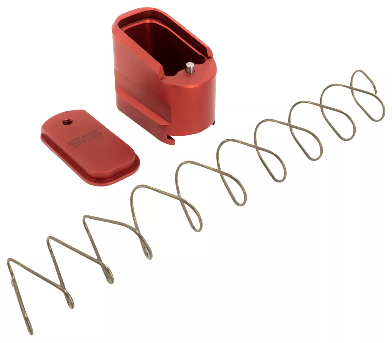 Shield Arms Magazine Extension 5rd Compatible w/ Shield Arms S15 Magazine, Red Anodized Aluminum