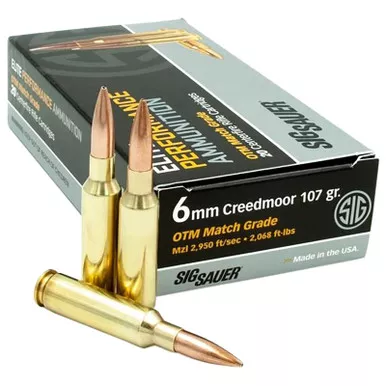Sig Sauer E6MMCM220 Marksman Elite 6mm Creedmoor 107 gr Open Tip Match 20 Per Box/ 10 Case