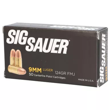 Sig Sauer E9MMB250 Elite Ball 9mmLuger 124gr Full Metal Jacket 50 Per Box/20 Case