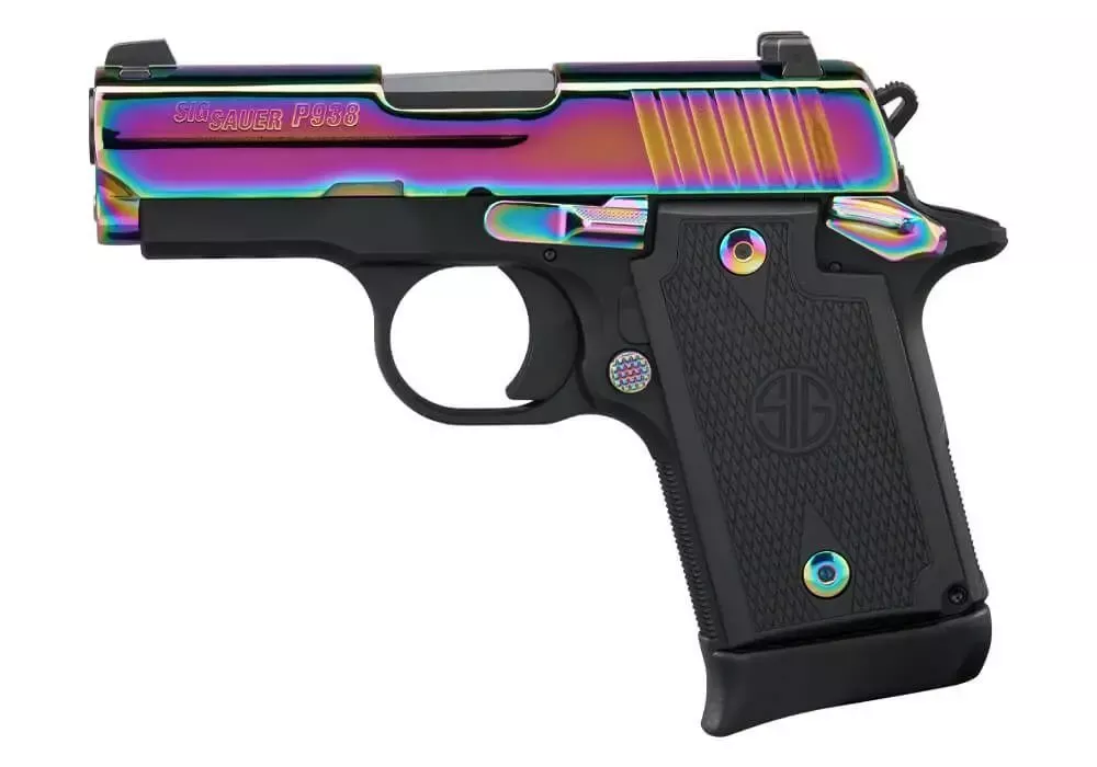 Sig Sauer P938 9mm Luger Pistol Micro-Compact Frame Titanium Rainbow 7+1 3" 9389RBT2AMBI