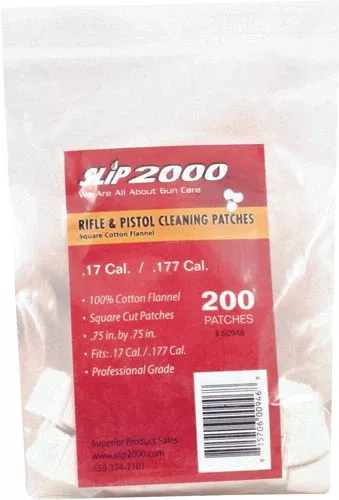 Slip 2000 Cleaning Patches – Square .17/.177 .75″ 200-pack
