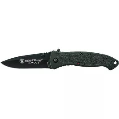 Smith & Wesson Knives SWATMBCP S.W.A.T. 3.20" Folding Plain Black 4034 SS Blade Black Aluminum Handle Includes Pocket Clip
