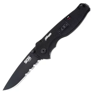 Sog Flash I-Partially Serrated Black Tini Folding 2.5" Blade Black