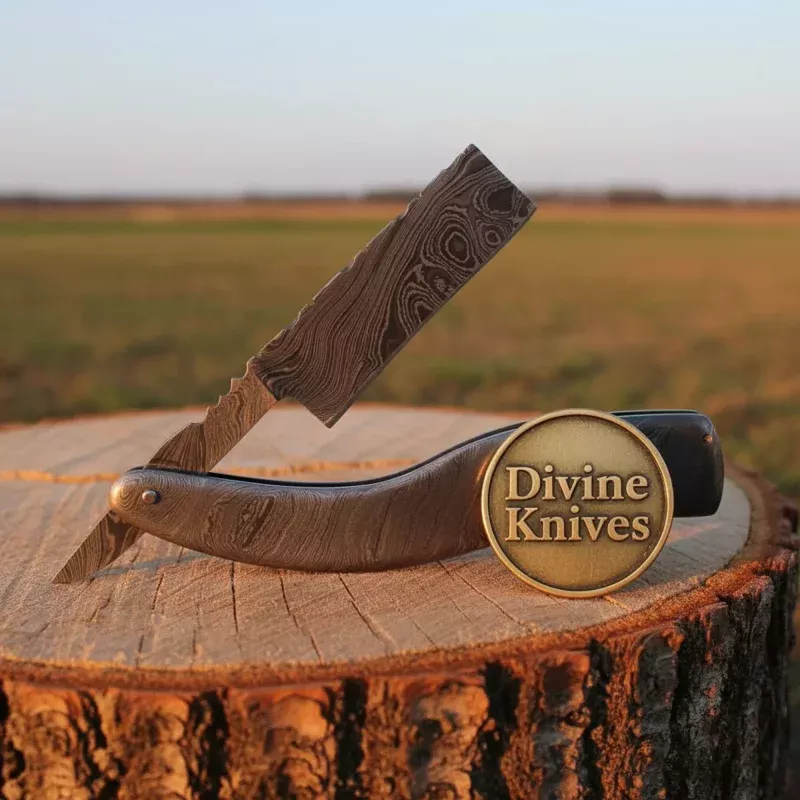 Solid Full Damascus Straight RazorHandcrafted All-Steel Cut-Throat Razor (45 Inch)