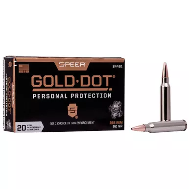 Speer 24461 Gold Dot Personal Protection 223Rem 62gr Soft Point 20 Per Box/10 Case