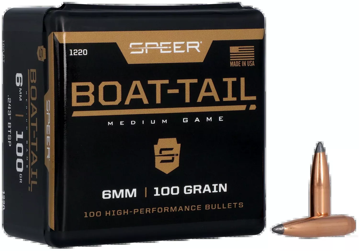 Speer Ammo Boat-tail, Speer 1220Bull .243 100 Sptzbt 100/5