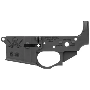 Spikes STLS016 Calico Jack Stripped Lower Receiver Multi-Caliber 7075-T6 Aluminum Black Anodized for AR-15