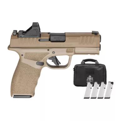 Springfield Armory Hellcat Pro Bundle Flat Dark Earth 9mm 3.7" Barrel 17-Rounds Viridian RFX11 4 Mags, Gun Bag