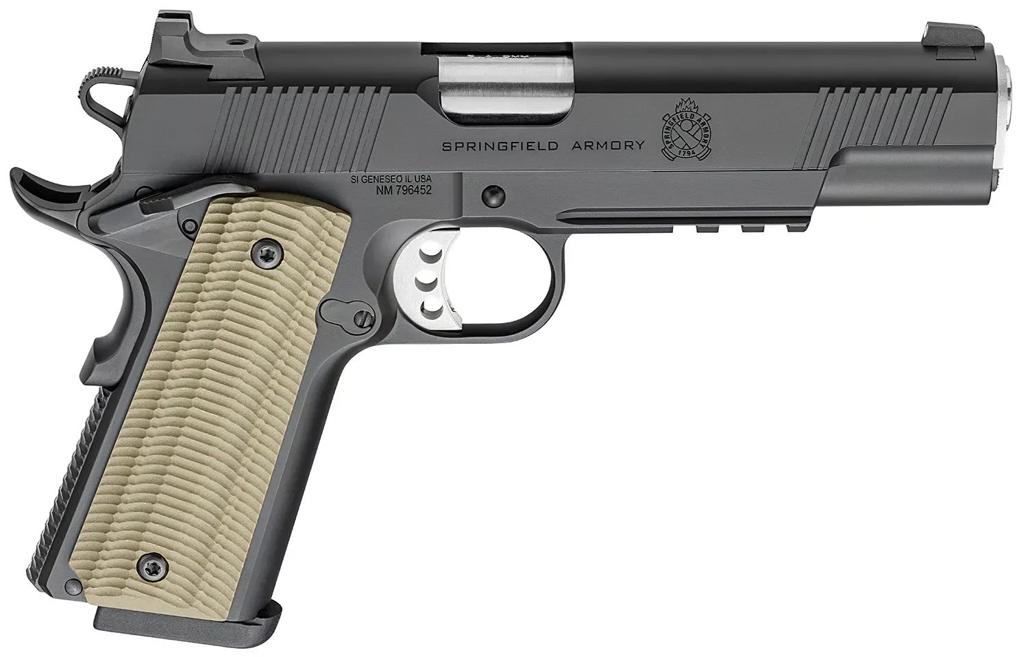 Springfield Operator 9mm 9+1 5″ SS Barrel Steel Slide/Frame Tritium Front Sight Ambi Safety Pic Rail G10 Grips Black PO9229
