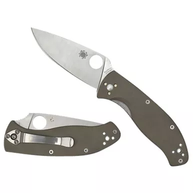 Spyderco C122GBNM4P Tenacious 3.35" Folding Plain CPM M4 Blade/ Brown Textured G10 Handle Includes Pocket Clip