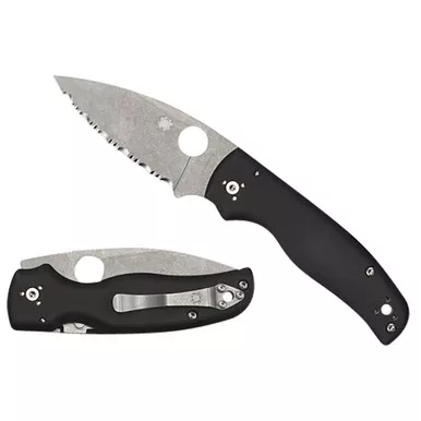 Spyderco C229GP Shaman 3.58" Folding Plain Stonewashed CPM S30V SS Blade/Black Textured G10 Handle Includes Pocket Clip