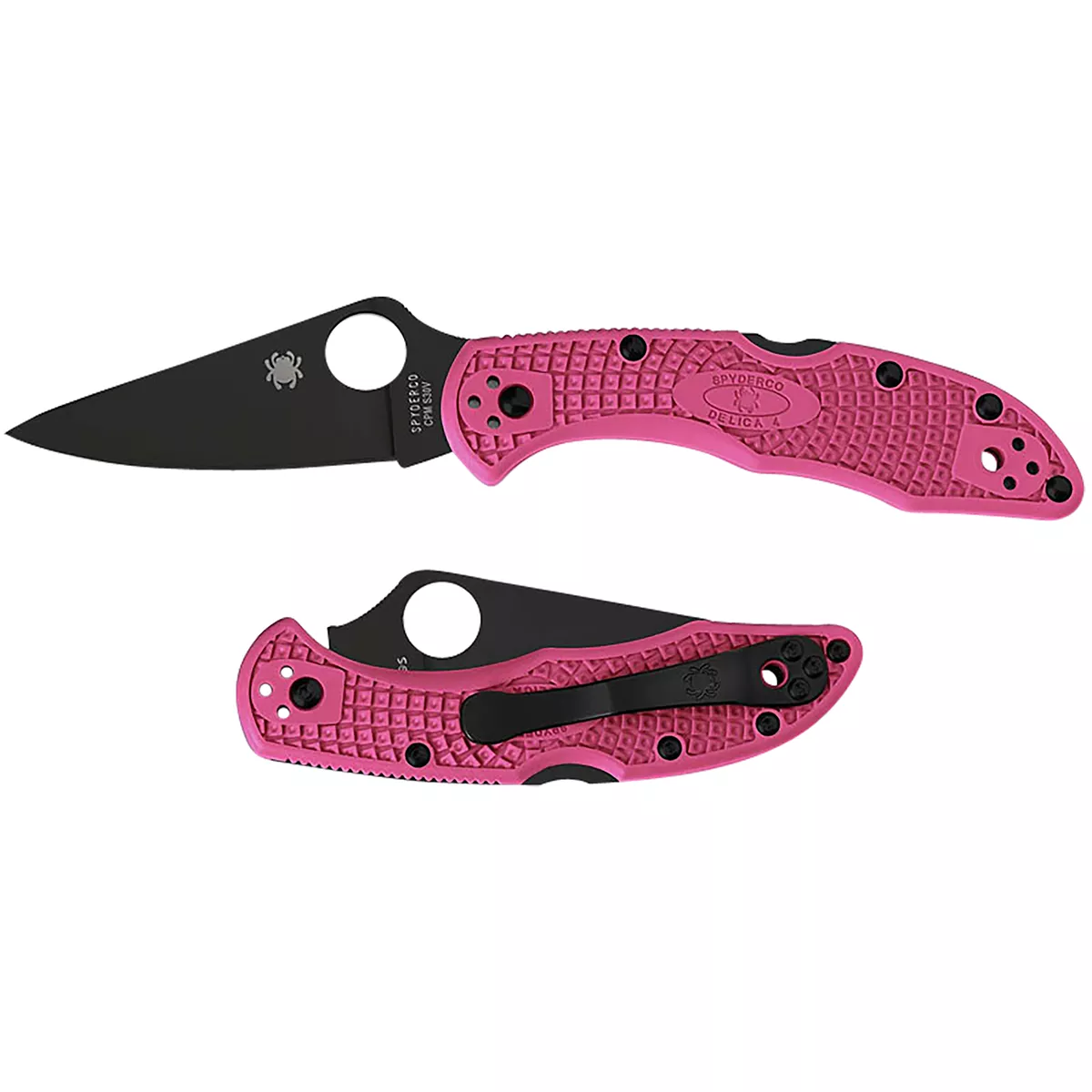 Spyderco Delica 4 Lightweight 2.90" Folding Plain Black TiCN CPM S30V SS Blade Pink Textured w/Black Accents FRN Handle