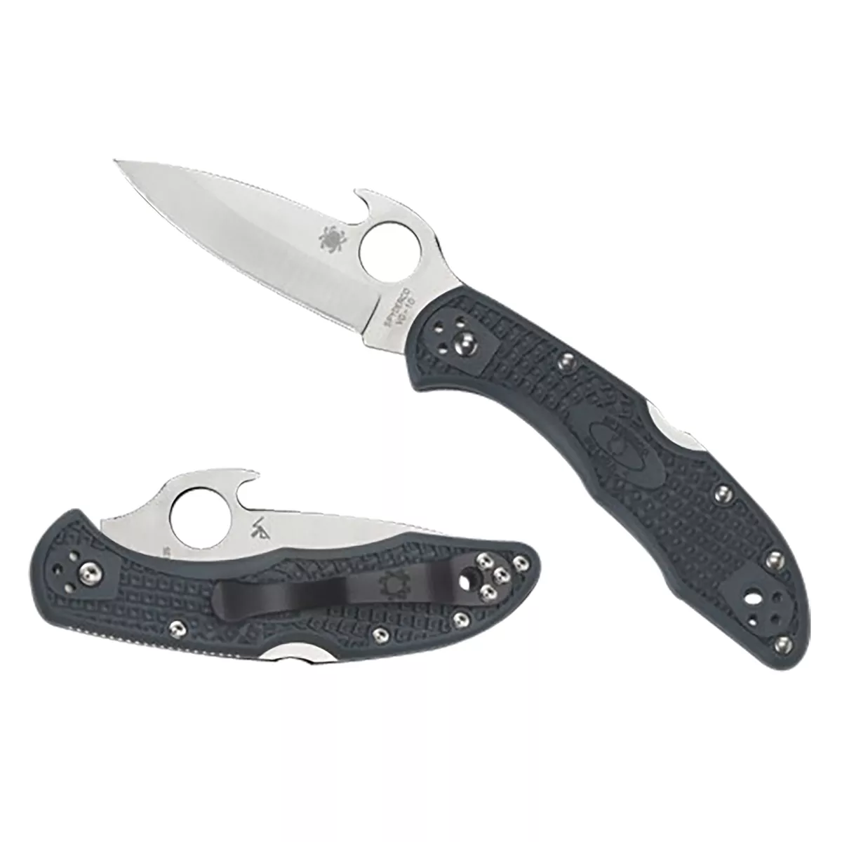 Spyderco Delica 4 Lightweight Plain Folding Emerson Opener Blade Bi-Directinal Texturing Handle