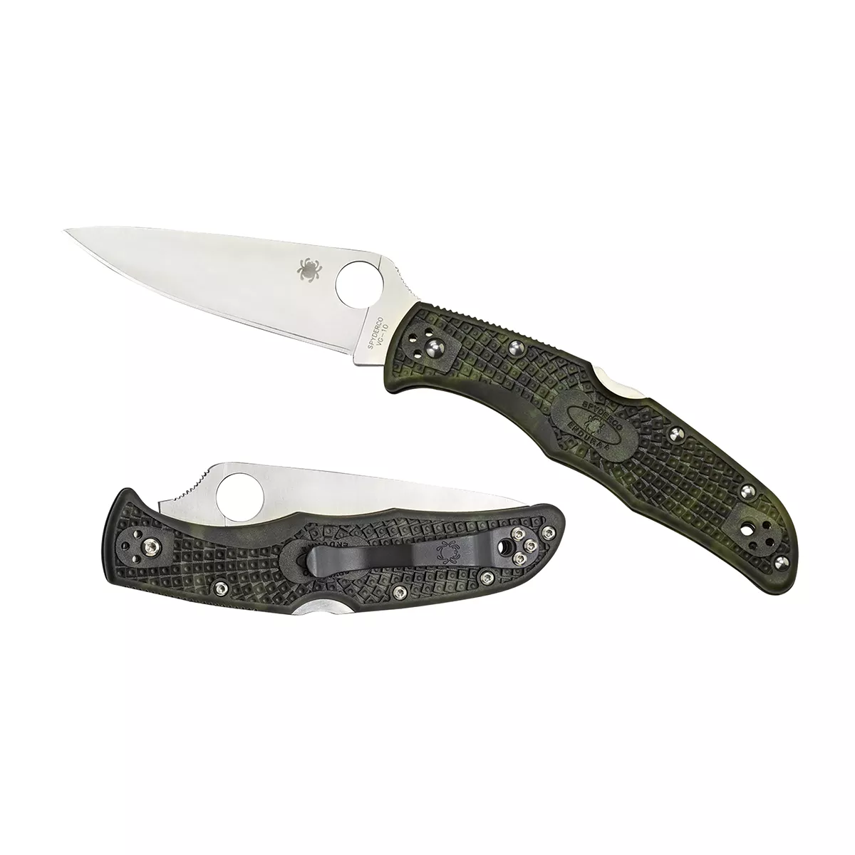 Spyderco Endura 4 Lightweight 3.80" Folding Plain Satin VG-10 SS Blade Zome Green Bi-Directional Texturing FRN Handle