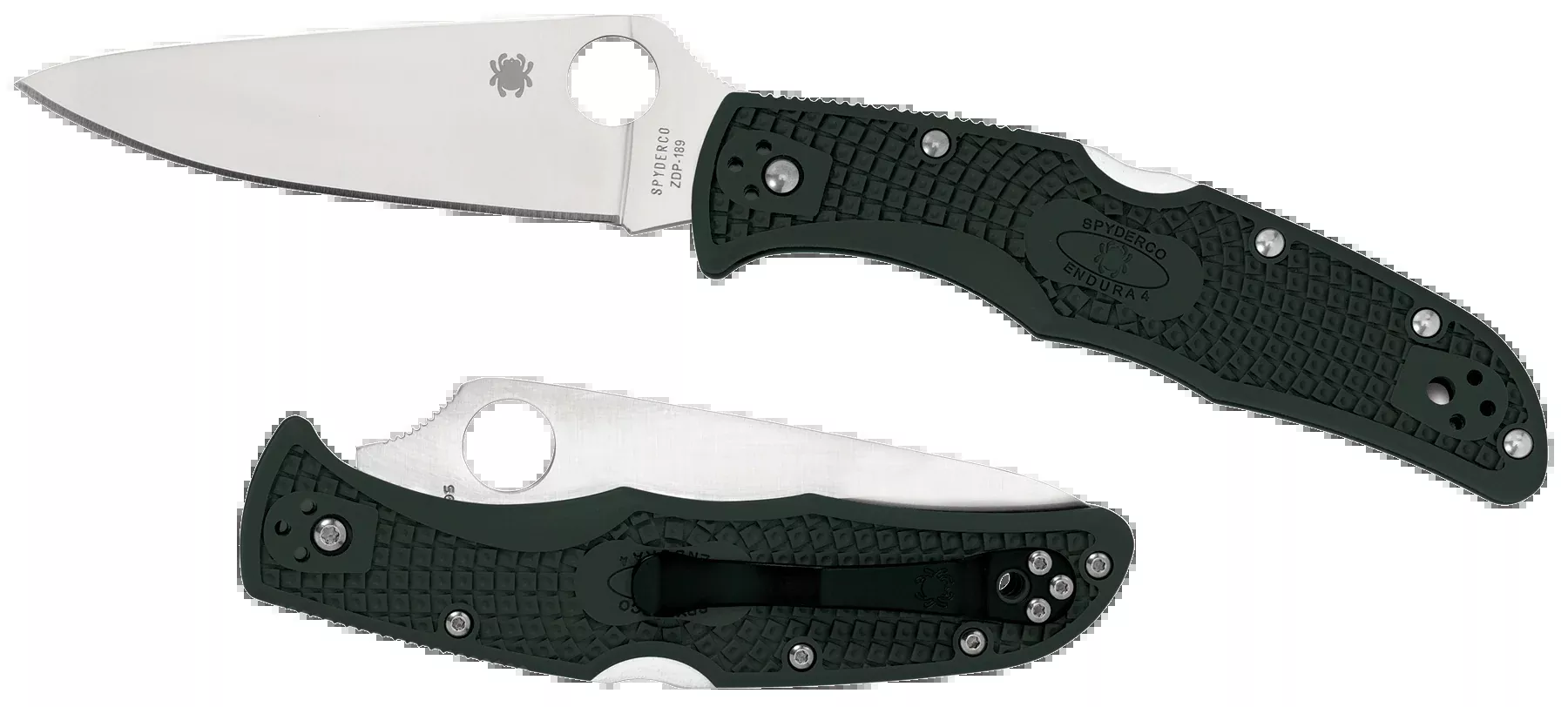 Spyderco Endura 4, Spy C10fpgrEndura 4 Pln Clpnt 3.75 Grn