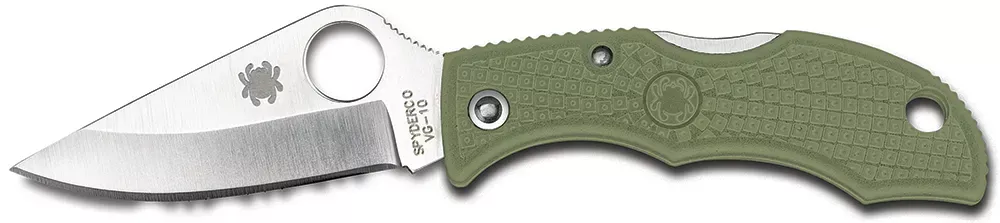 Spyderco LFGP3 Ladybug 3 1.94″ Folding Clip Point Plain VG-10 SS Blade Foliage Green FRN Handle