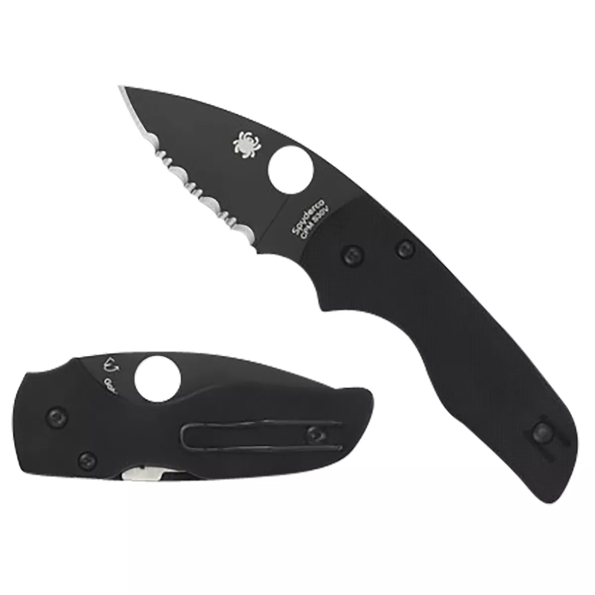 Spyderco Lil' Native 2.42" Folding Plain Black DLC CPM S30V SS Blade Black Textured G10 Handle