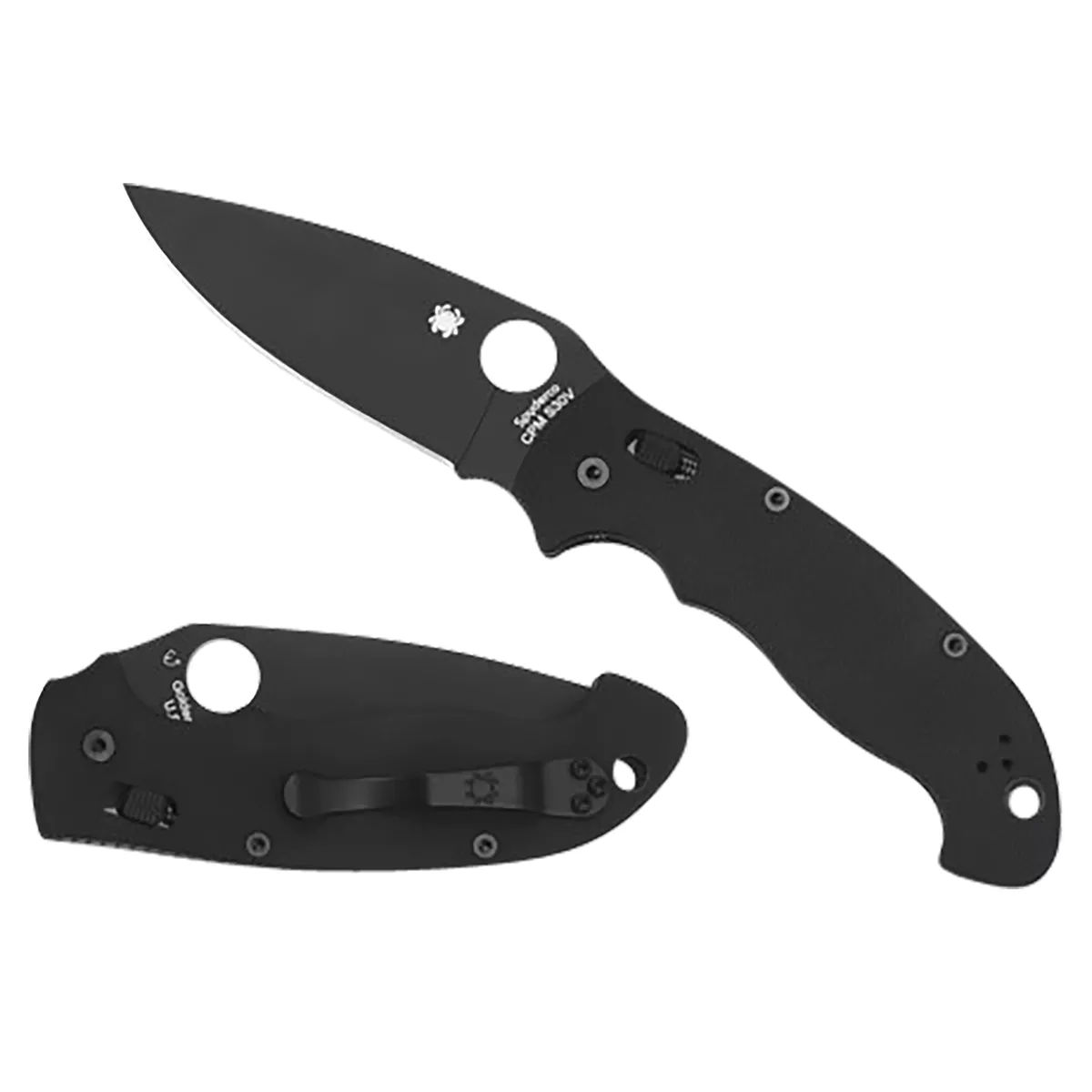 Spyderco Manix 2 XL 3.85″ Folding Plain Black DLC CPM S30V SS Blade Black Textured G10 Handle