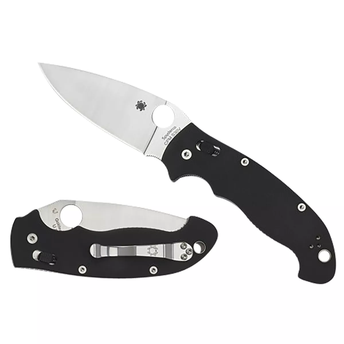 Spyderco Manix 2 XL 3.85" Folding Plain Satin CPM S30V SS Blade Black Textured G10 Handle