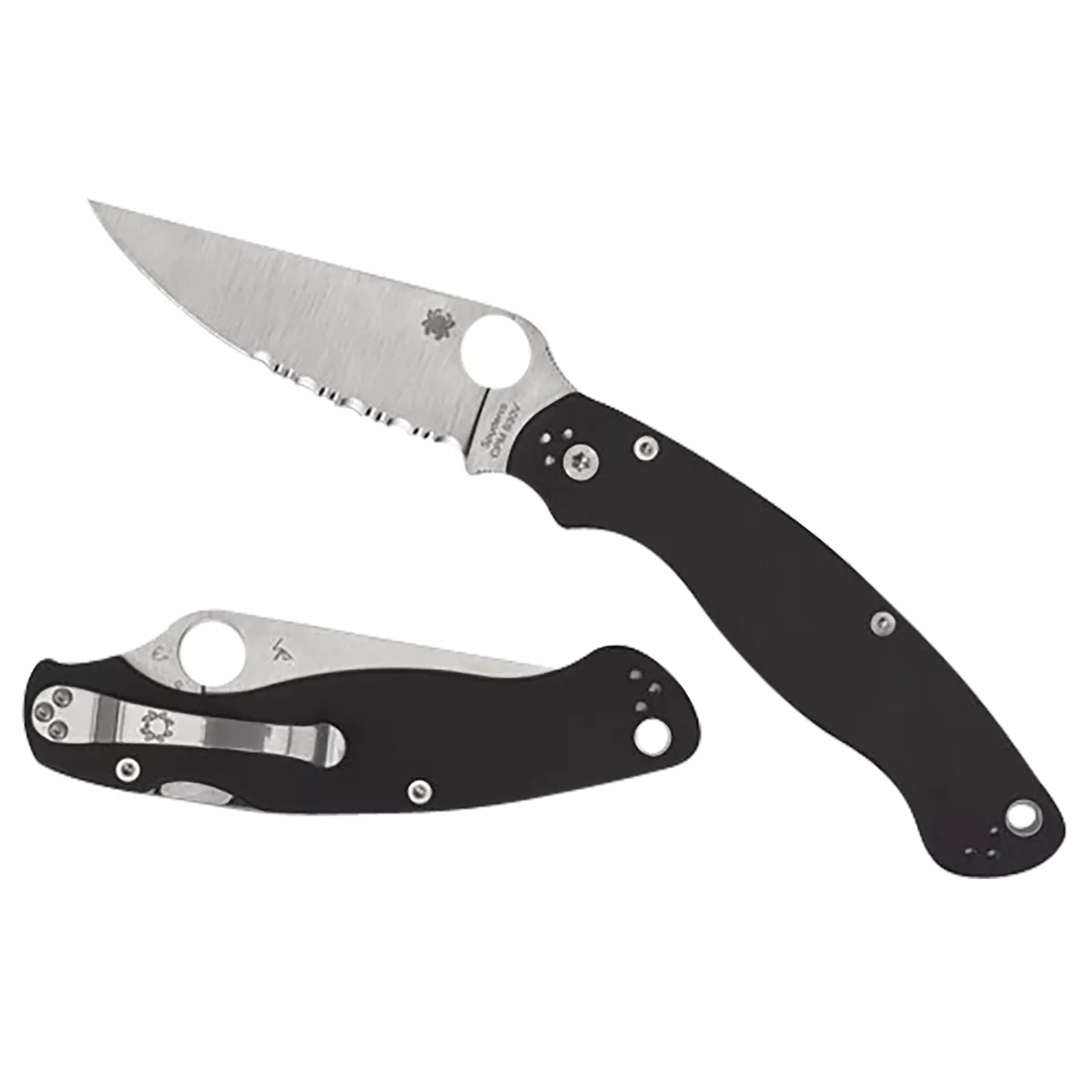 Spyderco Military 2 4" Folding Plain Stonewashed CPM S30V SS Blade Black Textured G10 Handle Includes Pocket Clip