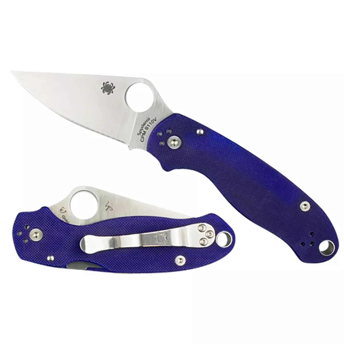 Spyderco Para 3 2.95" Folding Plain Satin CPM S110V Blade Dark Blue Textured G10 Handle Includes Pocket Clip