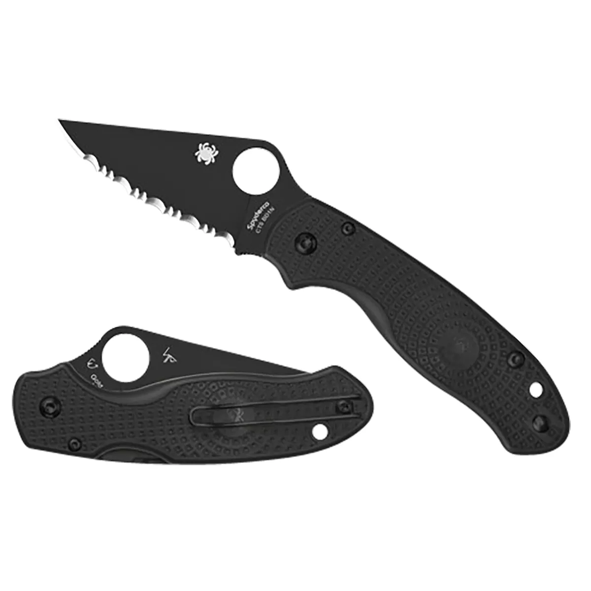 Spyderco Para 3 Lightweight 2.92″ Folding Plain Black DLC CTS BD1N SS Blade Black Textured FRN Handle
