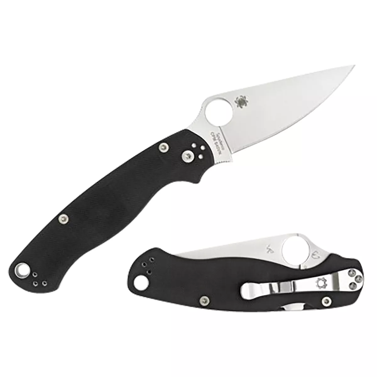 Spyderco Para Military 2 3.42" Folding Plain Satin CPM S45VN SS Blade Black Textured G10 Handle LH