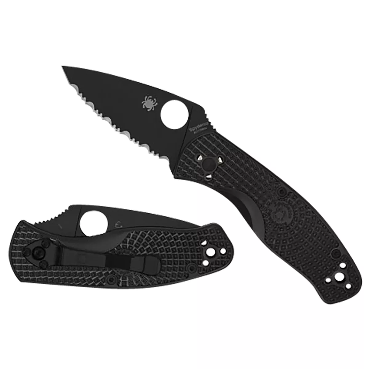 Spyderco Persistence Lightweight 2.75" Folding Plain Black Oxide SS Blade Black Bi-Directional Texturing FRN Handle