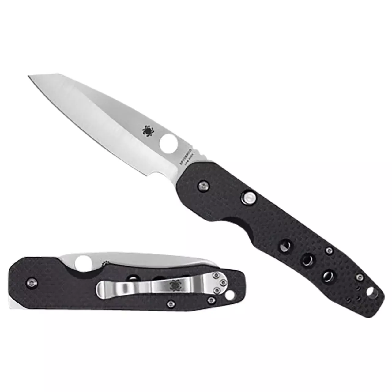Spyderco Smock3.39" Folding Plain Stonewashed CPM S30V SS Blade Black Textured Carbon Fiber G10 Handle