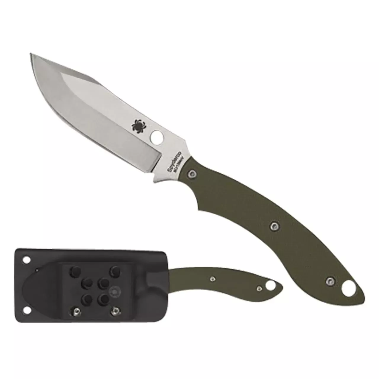 Spyderco Stok 2.95" Fixed Bowie Plain Stonewashed 8Cr13MoV SS Blade/Olive Drab Textured G10 Handle