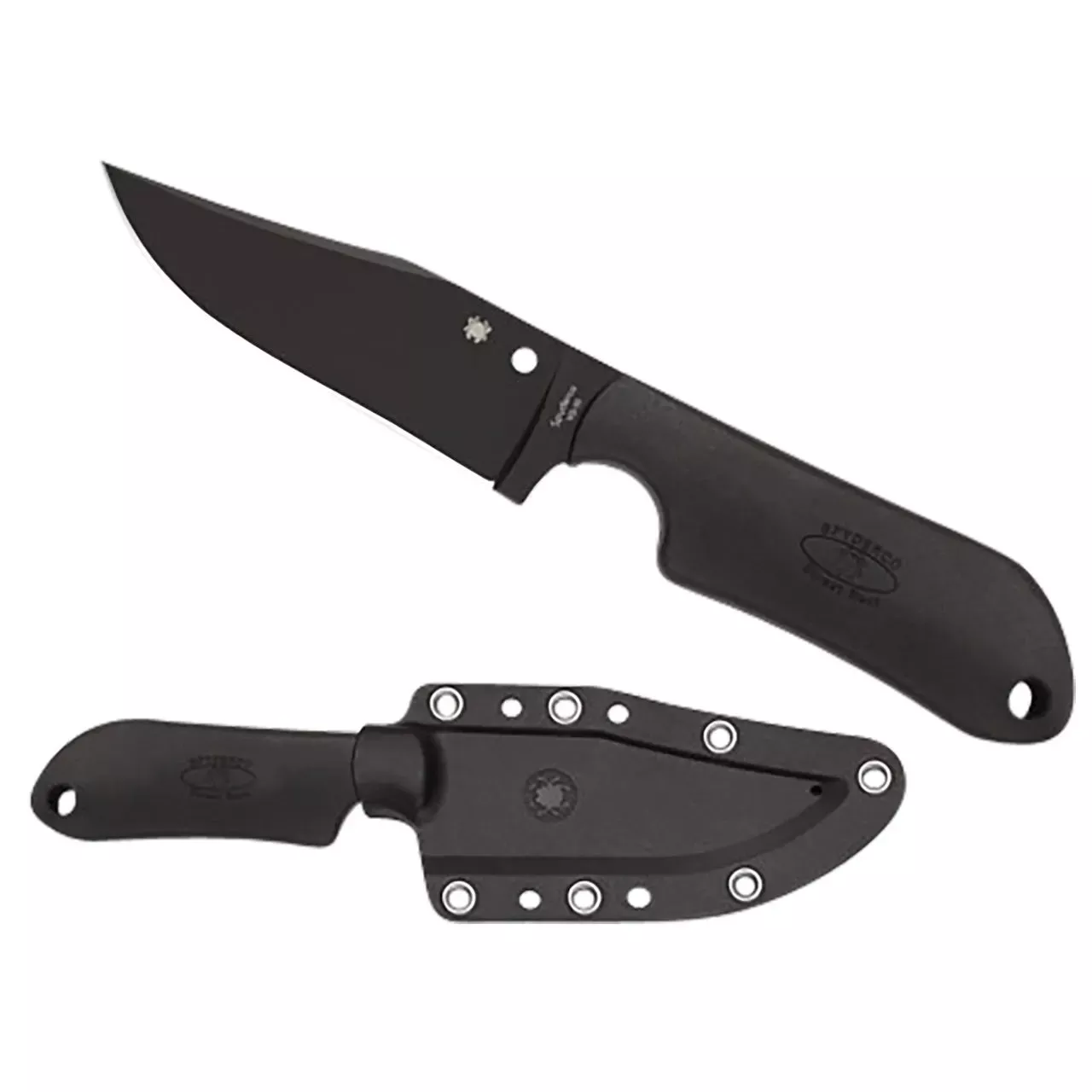 Spyderco Street Beat 3.51" Fixed Bowie Plain Black DLC VG-10 SS Blade/Black Handle