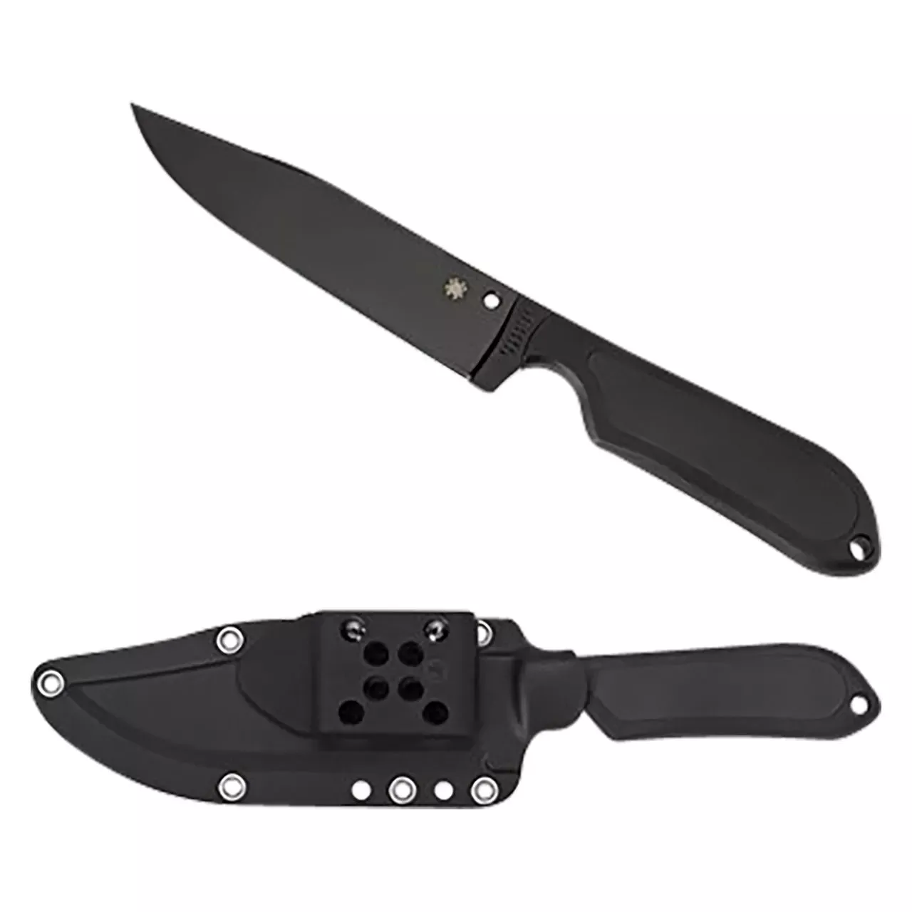 Spyderco Street Bowie 5.05″ Fixed Clip Point Plain Black DLC VG-10 SS Blade Black Textured Handle