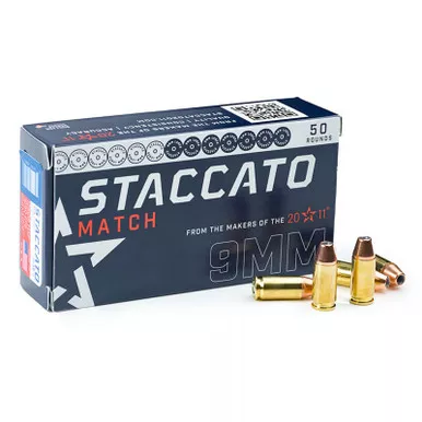Staccato Match 9mm 136 Grain Open Tip Match 50rd