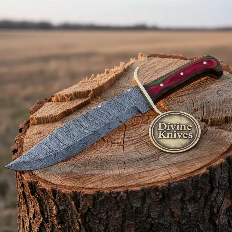 Stag Handle Bowie Knife with Sharpening Rod for Outdoor Use