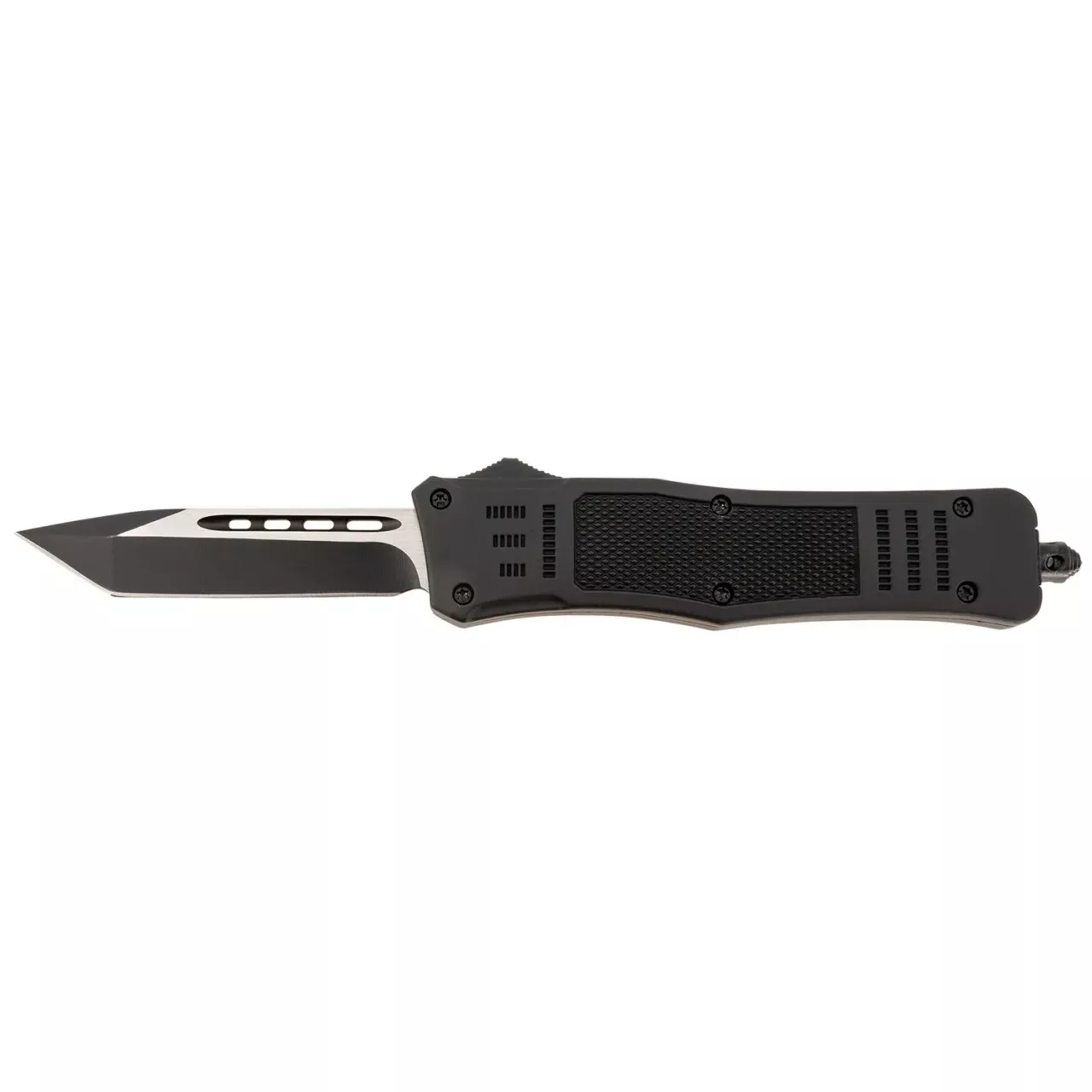 Steel River Knives Spartan Medium OTF Knife 3.25" Tanto Black/Silver Blade
