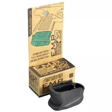 Strike Industries EMPG42B Enhanced Magazine Plate made of Polymer with Black Finish & Extra Gripping Surface for Glock 42 Magazines (Adds 2rds)