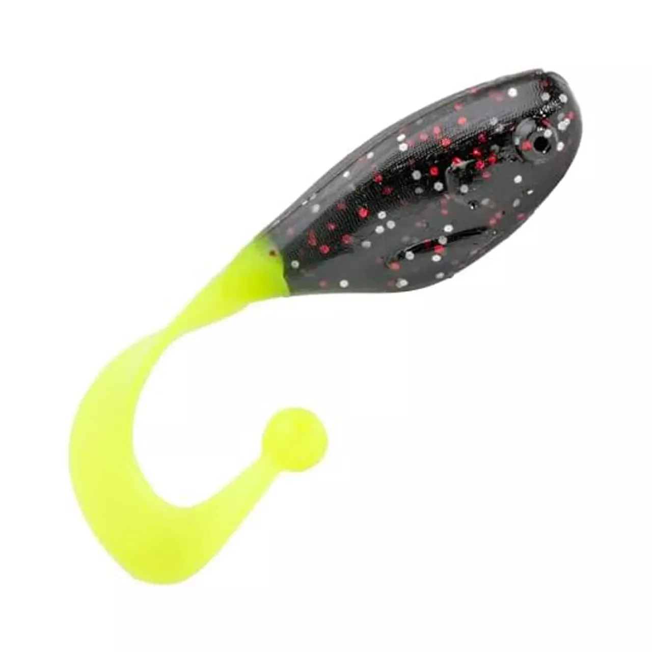Strike King Mr. Crappie Crappie Cutter Soft Plastic – 1.5″ Tuxedo Black Chartreuse Glow