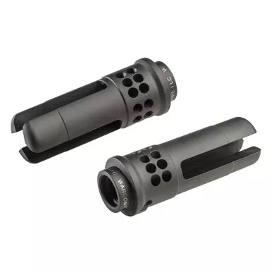 SureFire WARCOMP5561228 Warcomp QD Flash Hider 22 Cal (5.56mm) 1/2"-28 tpi, Open Tine 3-Prong, Ported Black Stainless Steel for AR/M4-Platform (SOCOM Suppressor Compatible)