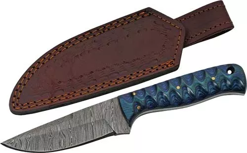 Szco Rite Edge 4″ Blue Twisted – Wood Hunter Damascus W/shth