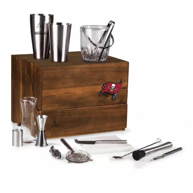 Tampa Bay Buccaneers – Madison Acacia Tabletop Bar Set
