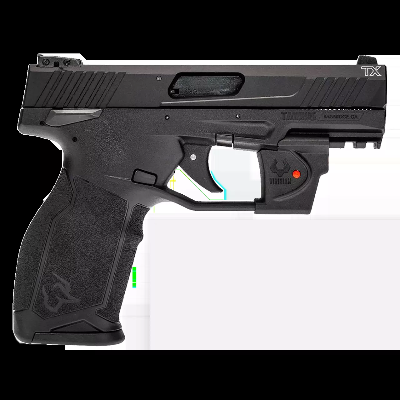 Taurus TX22C Compact 22LR Pistol 10+1 3.60″ Threaded Barrel Optic Ready Aluminum Slide Polymer Frame Viridian Laser Black 1TX22131VL10