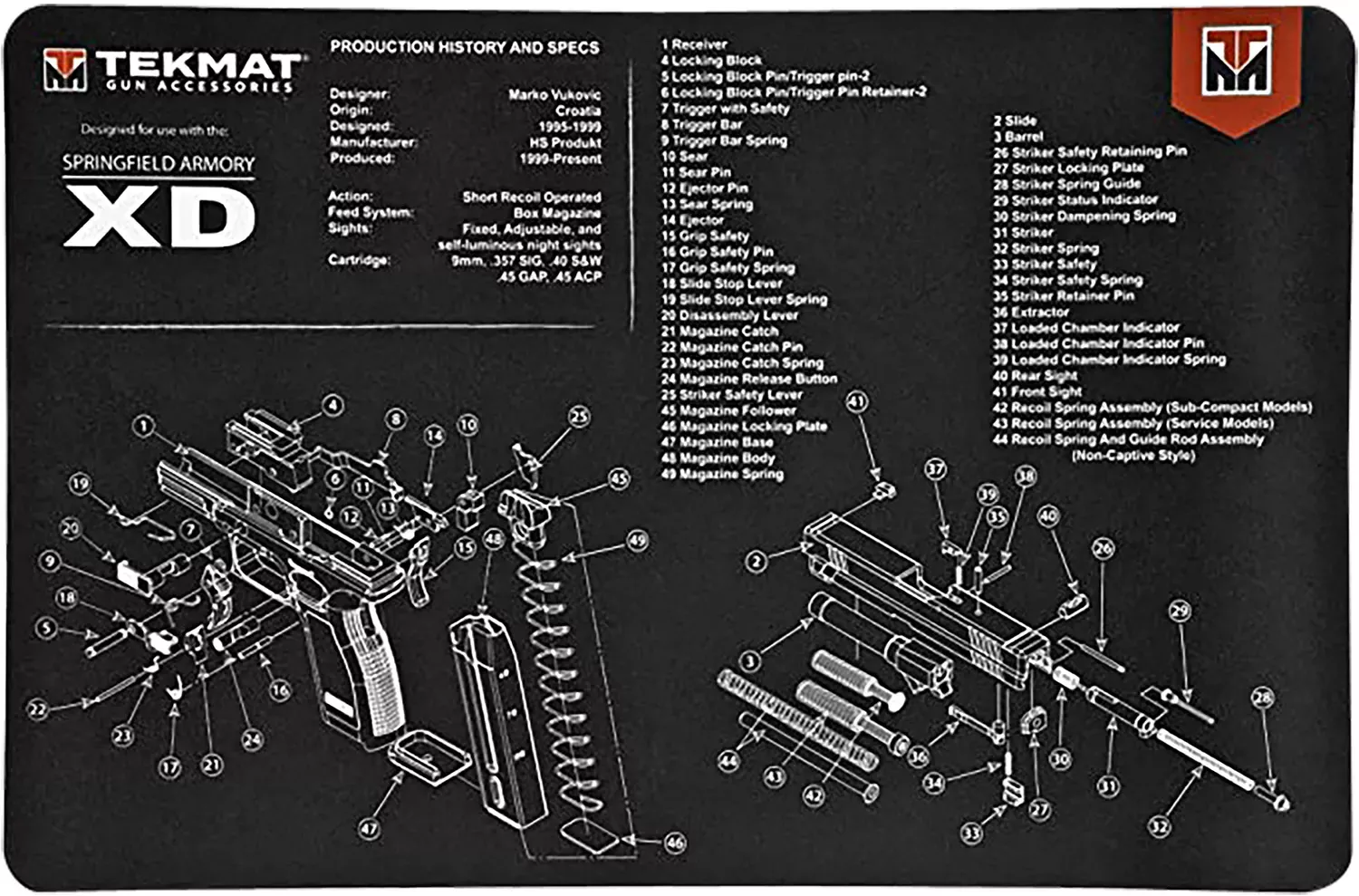 TekMat Springfield Armory XD Cleaning Mat 17 x 11""