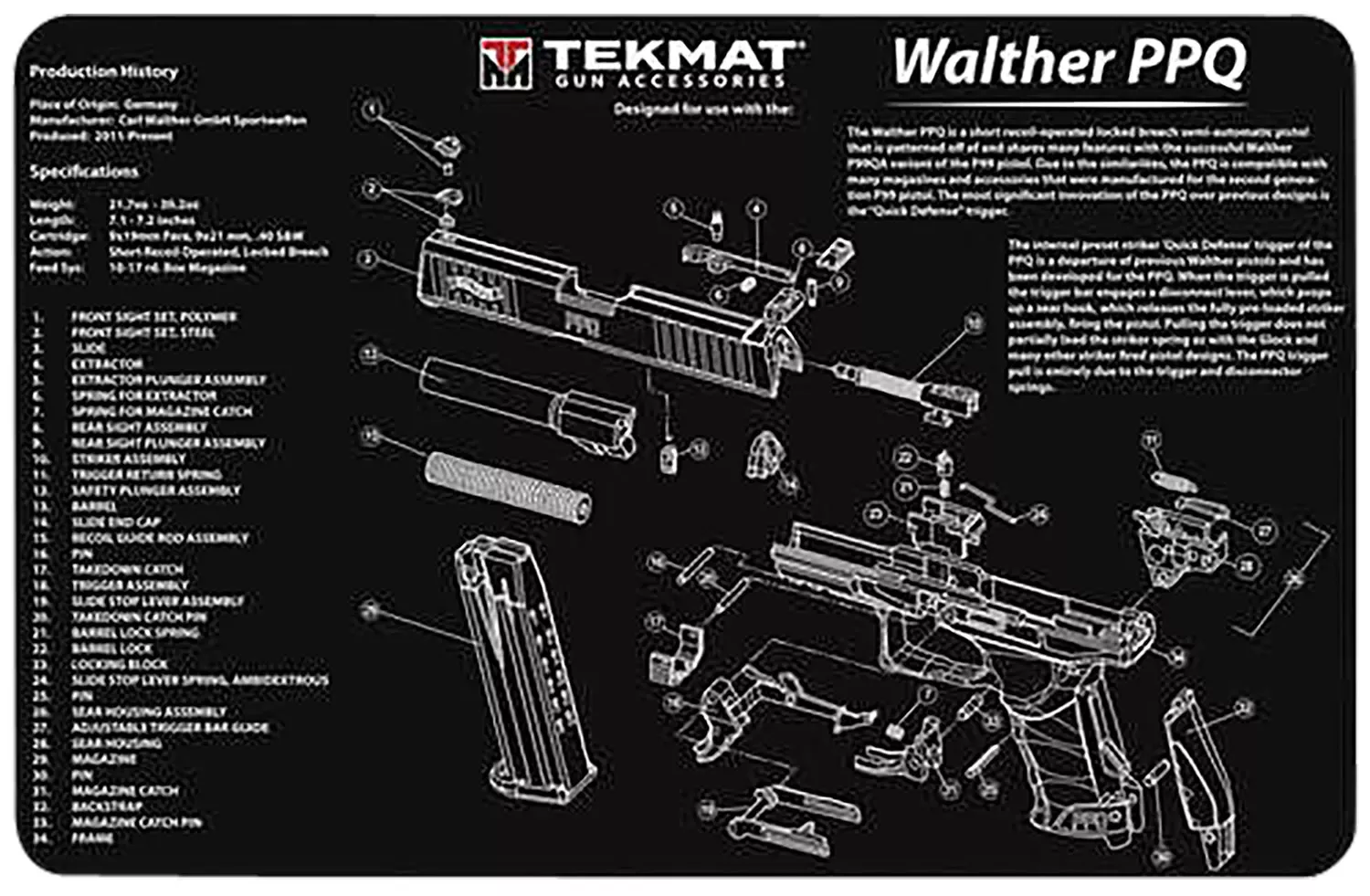 TekMat Walther Q5 SF Cleaning Mat 17 x 11""