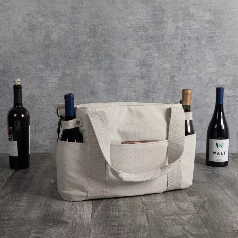 Temecula Wine and Cheese Bag|Mulled Wine&Natural White Canvas