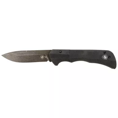 Templar Knife AAABK321 Auto Assist 3.50" Folding Drop Point Plain Black Oxide Stonewashed D2 Steel Blade, 4.25" Aluminum Handle